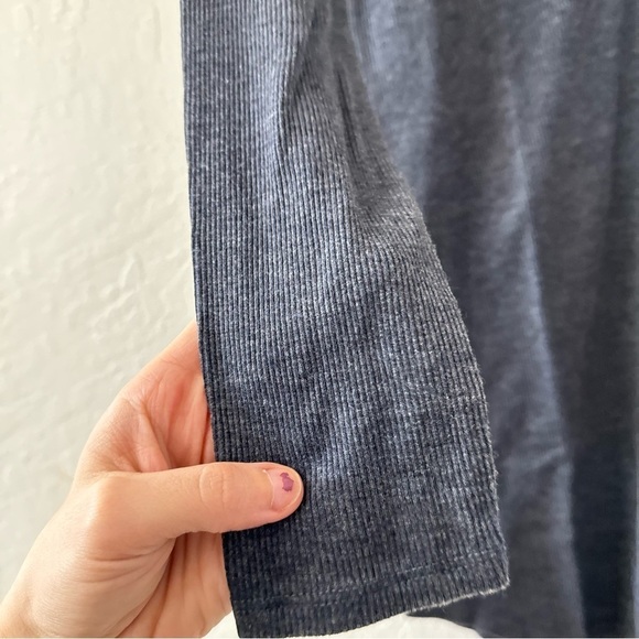 Chaser Navy Blue Ribbed Shirttail Button Front Snap Closure Long Sleeve Dress S - Picture 5 of 6